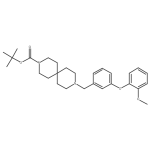 Tert-butyl 9-[3-(2-methoxyphenoxy)benzyl]-3,9-diazaspiro[5.5]undecane-3-carboxylate结构式