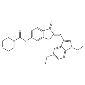 (2E)-2-[(1-ethyl-5-methoxy-1H-indol-3-yl)methylidene]-3-oxo-2,3-dihydro-1-benzofuran-6-yl morpholine-4-carboxylate结构式