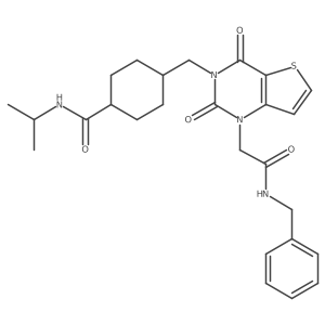 4-((1-(2-(benzylamino)-2-oxoethyl)-2,4-dioxo-1,2-dihydrothieno[3,2-d]pyrimidin-3(4H)-yl)methyl)-N-isopropylcyclohexanecarboxamide结构式