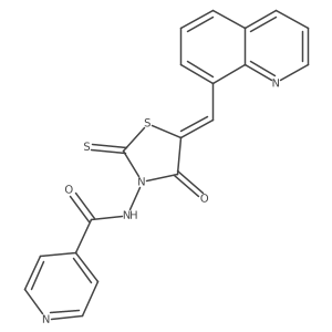 N-[(5Z)-4-oxo-5-(quinolin-8-ylmethylidene)-2-thioxo-1,3-thiazolidin-3-yl]pyridine-4-carboxamide结构式