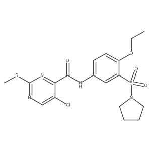 5-chloro-N-[4-ethoxy-3-(pyrrolidine-1-sulfonyl)phenyl]-2-(methylsulfanyl)pyrimidine-4-carboxamide结构式