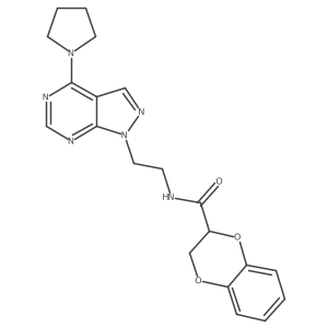 N-(2-(4-(pyrrolidin-1-yl)-1H-pyrazolo[3,4-d]pyrimidin-1-yl)ethyl)-2,3-dihydrobenzo[b][1,4]dioxine-2-carboxamide Structure