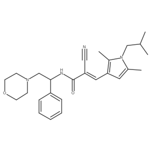 (E)-2-Cyano-3-[2,5-dimethyl-1-(2-methylpropyl)pyrrol-3-yl]-N-(2-morpholin-4-yl-1-phenylethyl)prop-2-enamide Structure