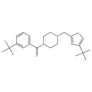 CC(C)(C)c1csc(CN2CCN(C(=O)c3cccc(C(F)(F)F)c3)CC2)n1结构式
