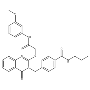 4-((2-((2-((3-methoxyphenyl)amino)-2-oxoethyl)thio)-4-oxoquinazolin-3(4H)-yl)methyl)-N-propylbenzamide Structure