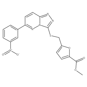 Methyl 5-(((6-(3-nitrophenyl)-[1,2,4]triazolo[4,3-b]pyridazin-3-yl)thio)methyl)furan-2-carboxylate结构式