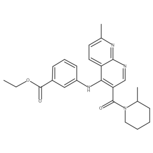 Ethyl 3-{[7-methyl-3-(2-methylpiperidine-1-carbonyl)-1,8-naphthyridin-4-yl]amino}benzoate结构式
