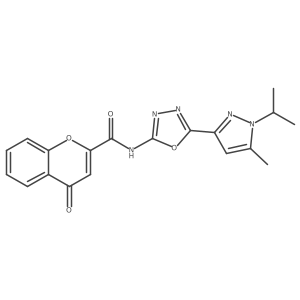 N-(5-(1-isopropyl-5-methyl-1H-pyrazol-3-yl)-1,3,4-oxadiazol-2-yl)-4-oxo-4H-chromene-2-carboxamide结构式