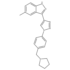 5-methyl-3-{1-[4-(pyrrolidin-1-ylmethyl)phenyl]-1H-1,2,3-triazol-4-yl}-1H-indazole结构式