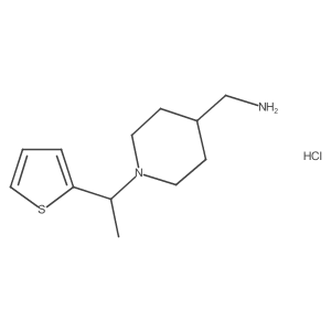 (1-(1-(Thiophen-2-yl)ethyl)piperidin-4-yl)methanamine hydrochloride Structure