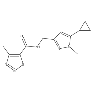 N-((5-cyclopropyl-1-methyl-1H-pyrazol-3-yl)methyl)-4-methyl-1,2,3-thiadiazole-5-carboxamide结构式