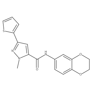 N-(2,3-dihydro-1,4-benzodioxin-6-yl)-1-methyl-3-(thiophen-2-yl)-1H-pyrazole-5-carboxamide Structure
