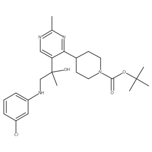 Tert-butyl 4-(5-(1-((3-chlorophenyl)amino)-2-hydroxypropan-2-yl)-2-methylpyrimidin-4-yl)piperidine-1-carboxylate结构式