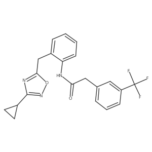 N-(2-((3-cyclopropyl-1,2,4-oxadiazol-5-yl)methyl)phenyl)-2-(3-(trifluoromethyl)phenyl)acetamide结构式