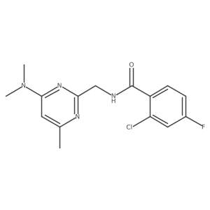 2-chloro-N-((4-(dimethylamino)-6-methylpyrimidin-2-yl)methyl)-4-fluorobenzamide结构式