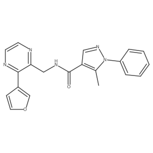 N-((3-(furan-3-yl)pyrazin-2-yl)methyl)-5-methyl-1-phenyl-1H-pyrazole-4-carboxamide结构式