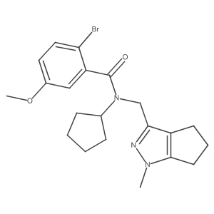 2-bromo-N-cyclopentyl-5-methoxy-N-((1-methyl-1,4,5,6-tetrahydrocyclopenta[c]pyrazol-3-yl)methyl)benzamide Structure