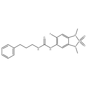 1-(6-Fluoro-1,3-dimethyl-2,2-dioxido-1,3-dihydrobenzo[c][1,2,5]thiadiazol-5-yl)-3-(3-phenylpropyl)urea结构式