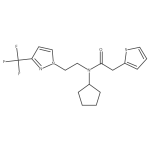 N-cyclopentyl-2-(thiophen-2-yl)-N-(2-(3-(trifluoromethyl)-1H-pyrazol-1-yl)ethyl)acetamide Structure
