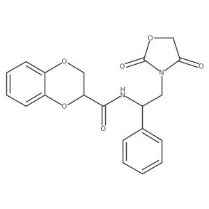 N-(2-(2,4-dioxooxazolidin-3-yl)-1-phenylethyl)-2,3-dihydrobenzo[b][1,4]dioxine-2-carboxamide Structure