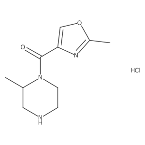2-Methyl-1-(2-methyl-1,3-oxazole-4-carbonyl)piperazine hydrochloride结构式