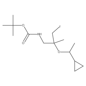 tert-butyl N-[2-(1-cyclopropylethoxy)-3-iodo-2-methylpropyl]carbamate结构式