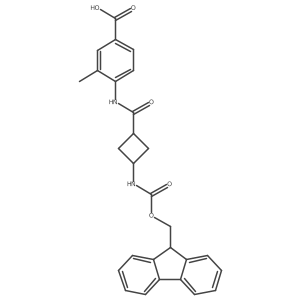 4-[3-({[(9H-fluoren-9-yl)methoxy]carbonyl}amino)cyclobutaneamido]-3-methylbenzoic acid结构式