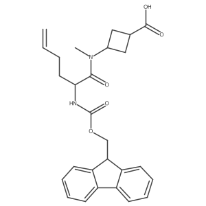 3-[2-({[(9H-fluoren-9-yl)methoxy]carbonyl}amino)-N-methylhex-5-enamido]cyclobutane-1-carboxylic acid Structure
