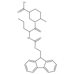 1-[(2R)-2-({[(9H-fluoren-9-yl)methoxy]carbonyl}amino)pentanoyl]-6-methylpiperidine-3-carboxylic acid结构式