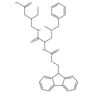 3-({3-[benzyl(methyl)amino]-2-({[(9H-fluoren-9-yl)methoxy]carbonyl}amino)propanamido}methyl)pentanoic acid结构式