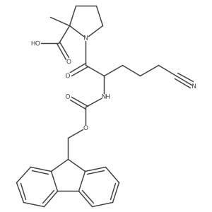 1-[5-cyano-2-({[(9H-fluoren-9-yl)methoxy]carbonyl}amino)pentanoyl]-2-methylpyrrolidine-2-carboxylic acid结构式