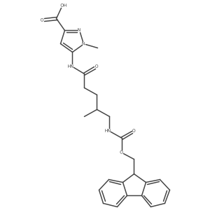5-[5-({[(9H-fluoren-9-yl)methoxy]carbonyl}amino)-4-methylpentanamido]-1-methyl-1H-pyrazole-3-carboxylic acid Structure