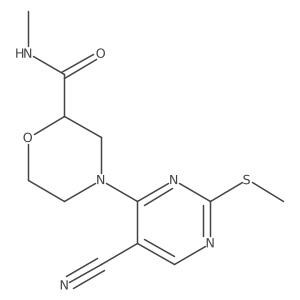 4-[5-cyano-2-(methylsulfanyl)pyrimidin-4-yl]-N-methylmorpholine-2-carboxamide Structure