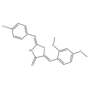 (2E,5Z)-2-[(4-chlorophenyl)imino]-5-(2,4-dimethoxybenzylidene)-1,3-thiazolidin-4-one Structure