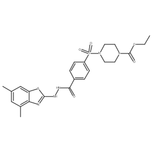 Ethyl 4-((4-(2-(4,6-dimethylbenzo[d]thiazol-2-yl)hydrazinecarbonyl)phenyl)sulfonyl)piperazine-1-carboxylate Structure