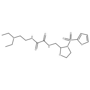 N1-(2-(diethylamino)ethyl)-N2-((3-(thiophen-2-ylsulfonyl)oxazolidin-2-yl)methyl)oxalamide结构式