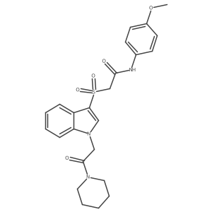 N-(4-methoxyphenyl)-2-((1-(2-oxo-2-(piperidin-1-yl)ethyl)-1H-indol-3-yl)sulfonyl)acetamide结构式
