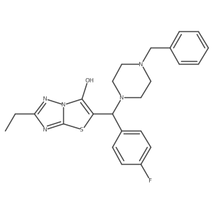 5-[(4-Benzylpiperazin-1-yl)(4-fluorophenyl)methyl]-2-ethyl-[1,2,4]triazolo[3,2-b][1,3]thiazol-6-ol结构式