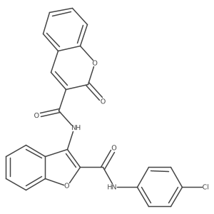 N-(2-((4-chlorophenyl)carbamoyl)benzofuran-3-yl)-2-oxo-2H-chromene-3-carboxamide结构式