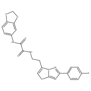 N1-(benzo[d][1,3]dioxol-5-yl)-N2-(2-(2-(4-fluorophenyl)thiazolo[3,2-b][1,2,4]triazol-6-yl)ethyl)oxalamide结构式