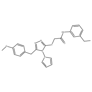 N-(3-ethylphenyl)-2-((5-(4-methoxybenzyl)-4-(1H-pyrrol-1-yl)-4H-1,2,4-triazol-3-yl)thio)acetamide结构式