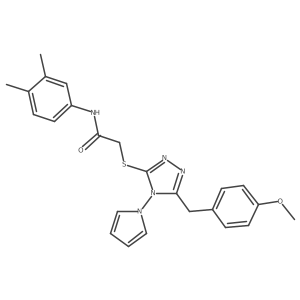 N-(3,4-dimethylphenyl)-2-((5-(4-methoxybenzyl)-4-(1H-pyrrol-1-yl)-4H-1,2,4-triazol-3-yl)thio)acetamide结构式