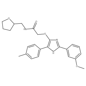 2-((2-(3-methoxyphenyl)-5-(p-tolyl)-1H-imidazol-4-yl)thio)-N-((tetrahydrofuran-2-yl)methyl)acetamide结构式