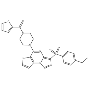 [4-[10-(4-Ethylphenyl)sulfonyl-5-thia-1,8,11,12-tetrazatricyclo[7.3.0.02,6]dodeca-2(6),3,7,9,11-pentaen-7-yl]piperazin-1-yl]-(furan-2-yl)methanone结构式