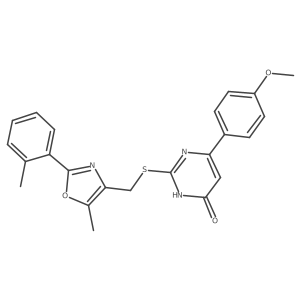 6-(4-Methoxyphenyl)-2-(((5-methyl-2-(o-tolyl)oxazol-4-yl)methyl)thio)pyrimidin-4-ol结构式