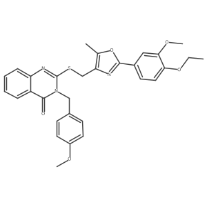 2-(((2-(4-ethoxy-3-methoxyphenyl)-5-methyloxazol-4-yl)methyl)thio)-3-(4-methoxybenzyl)quinazolin-4(3H)-one Structure