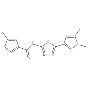 N-(5-(1,5-dimethyl-1H-pyrazol-3-yl)-1,3,4-oxadiazol-2-yl)-5-methylisoxazole-3-carboxamide结构式