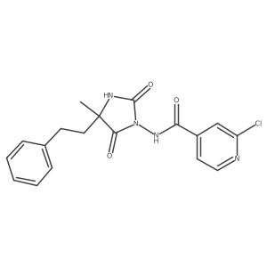 2-chloro-N-[4-methyl-2,5-dioxo-4-(2-phenylethyl)imidazolidin-1-yl]pyridine-4-carboxamide结构式
