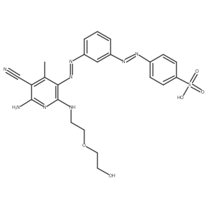 4-[2-[3-[2-[6-Amino-5-cyano-2-[[2-(2-hydroxyethoxy)ethyl]amino]-4-methyl-3-pyridinyl]diazenyl]phenyl]diazenyl]benzenesulfonic acid结构式