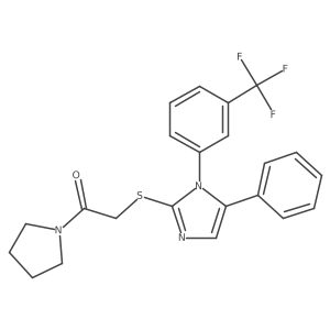 2-((5-phenyl-1-(3-(trifluoromethyl)phenyl)-1H-imidazol-2-yl)thio)-1-(pyrrolidin-1-yl)ethanone结构式